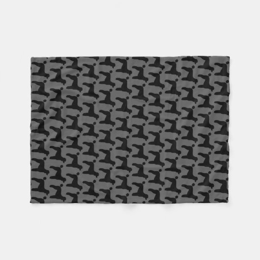 Schwarzes Standardpudel-Silhouette-Muster Fleecedecke (Vorderseite (Horizontal))