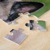 Schwarzes stellte Hundeporträtkunst Akitas Puzzle (Seite)