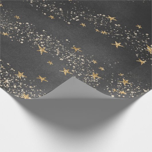 Schwarzes sternenklares geschenkpapier (Ecke)