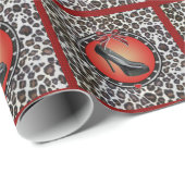 Schwarzes Stiletto Leopard Papier Geschenkpapier (Rolleneckpunkt)