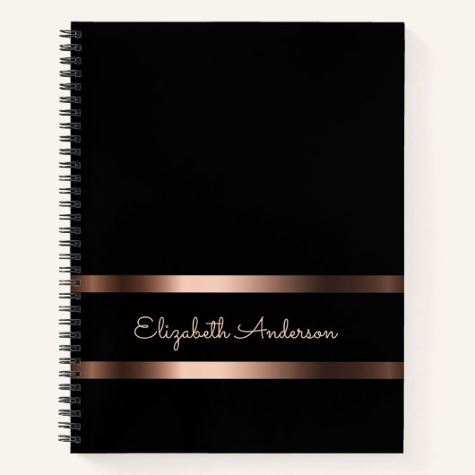 Schwarzes, stilvolles Bronzegeschäft Notizblock (Vorderseite)