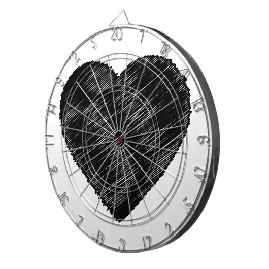 Schwarzes Strickherz Dartscheibe (Vorderseite rechts)