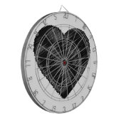 Schwarzes Strickherz Dartscheibe (Vorderseite Links)
