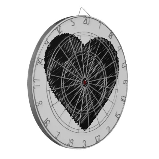 Schwarzes Strickherz Dartscheibe (Vorderseite Links)