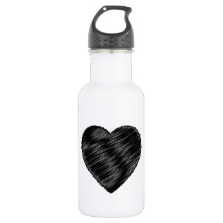 Schwarzes Strickherz Edelstahlflasche