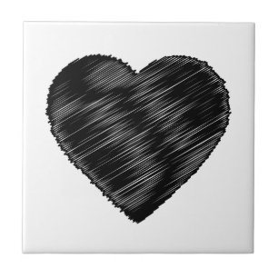 Schwarzes Strickherz Fliese