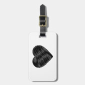 Schwarzes Strickherz Gepäckanhänger (Vorderseite vertikal)