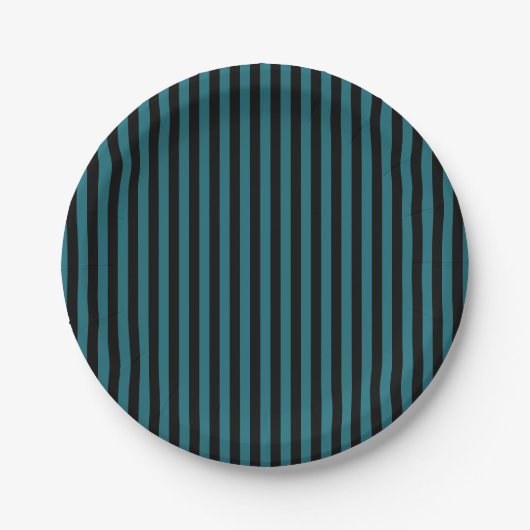 Schwarzes Stripes aquamarines Pappteller (Vorderseite)