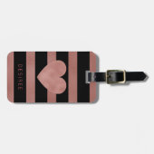 Schwarzes Stripes das mit Monogramm Gepäckanhänger (Vorderseite horizontal)