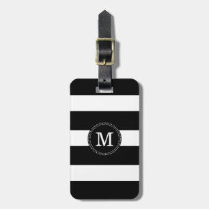 Schwarzes Stripes Gepäckanhänger mit Lederband