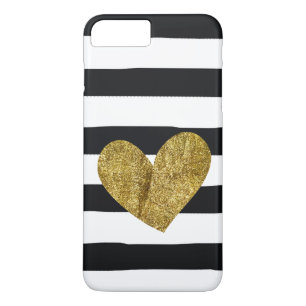 Schwarzes Stripes Goldherz Case-Mate iPhone Hülle