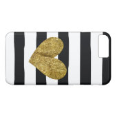Schwarzes Stripes Goldherz Case-Mate iPhone Hülle (Rückseite (Horizontal))