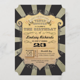 Schwarzes stripes Karnevalsgeburtstags-Party Einladung