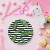 Schwarzes stripes tropisches Sommermuster des Pappteller (Party)
