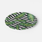 Schwarzes stripes tropisches Sommermuster des Pappteller (Schrägansicht)