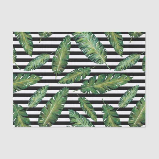 Schwarzes stripes tropisches Sommermuster des Seidenpapier (Vorderseite)