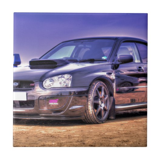 Schwarzes Subaru Impreza WRX WTI Fliese (Vorderseite)