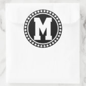 Schwarzes Superstar-Monogramm Runder Aufkleber (Tasche)