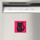 Schwarzes, süßes Kätzchen auf heiß rosa Magnet (In Situ (Geschirrspüler))