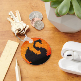 Schwarzes Swan-Profil in Bright Sunset Crochet Pri Schlüsselanhänger