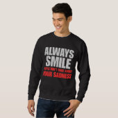 Schwarzes Sweatshirt für Männer mit Realitätsaussa (Vorne ganz)