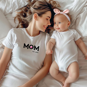 Schwarzes T-Shirt mit Established Mom Double Heart