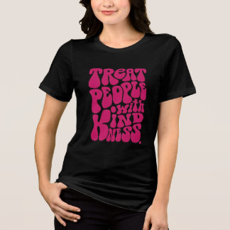 Schwarzes T-Shirt mit halben Ärmeln für Frauen Tri-Blend Shirt