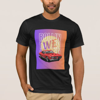 Schwarzes T-Shirt mit halben Ärmeln und Dodge Char