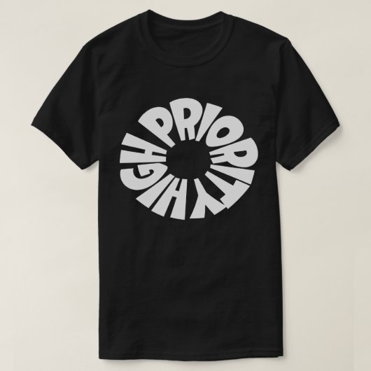 Schwarzes T-Shirt mit hoher Priorität (Design vorne)