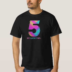 Schwarzes T-Shirt mit Lucky Number Logo-Druck