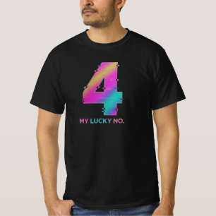 Schwarzes T-Shirt mit Lucky Number Logo-Druck