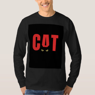Schwarzes T-Shirt mit Vollärmeln und CAT-Design