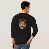 Schwarzes T-Shirt mit vollen Ärmeln und Löwengesic (Schwarz voll)