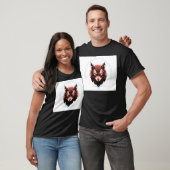 Schwarzes T-Shirt mit Wolf-Design und halbem Ärmel (Unisex)