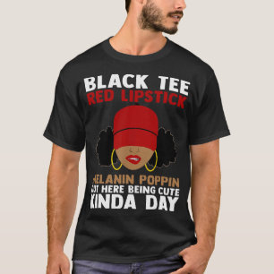 Schwarzes T-Shirt, roter Lippenstift, Melanin, das T-Shirt