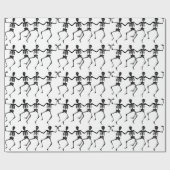 Schwarzes Tanzskull Halloween-Muster Geschenkpapier (Flach)