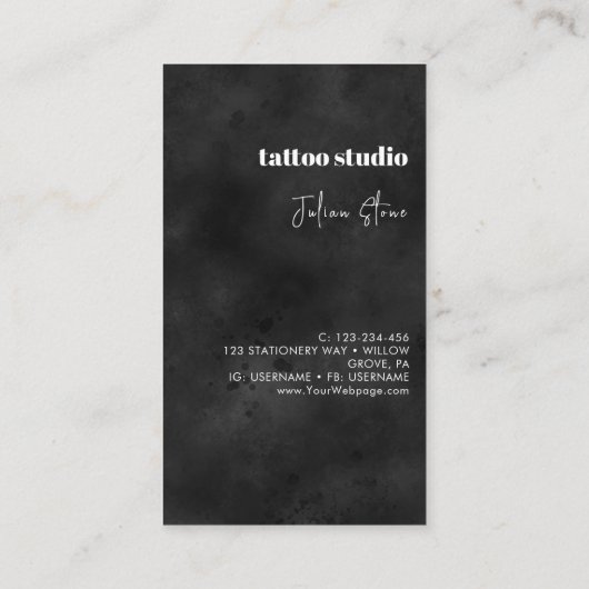 Schwarzes Tätowierstudio Visitenkarte (Rückseite)