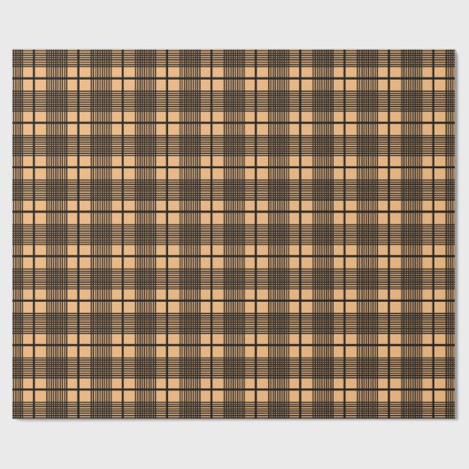 Schwarzes Taupe Thin Glen Karierte Muster Wrapping Geschenkpapier (Flach)