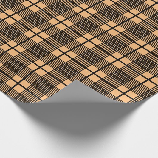 Schwarzes Taupe Thin Glen Karierte Muster Wrapping Geschenkpapier (Ecke)