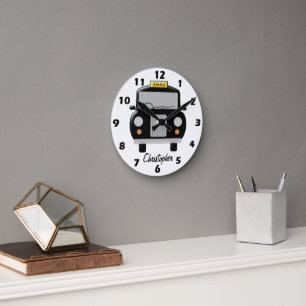 Schwarzes Taxi-Design Personalisiert Runde Wanduhr
