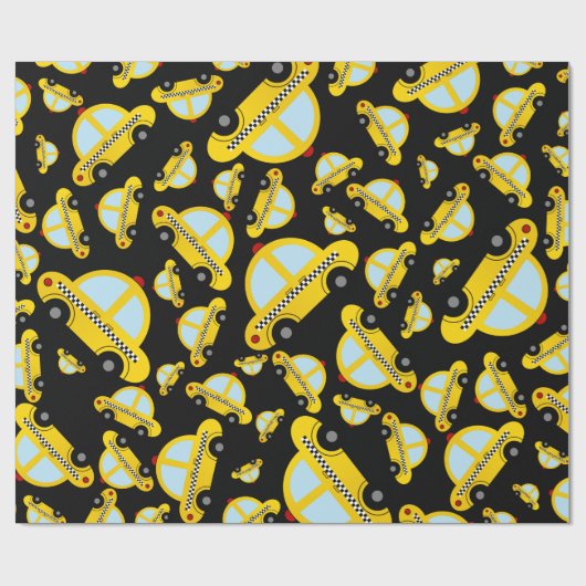 Schwarzes Taximuster Geschenkpapier (Flach)