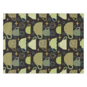 Schwarzes Teakup-Muster Mitte des Jahrhunderts Tischdecke (Vorderseite (Horizontal))