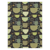 Schwarzes Teakup-Muster Mitte des Jahrhunderts Tischdecke (Vorderseite)