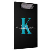 Schwarzes Teal-Monogramm Klemmbrett (Rechts)