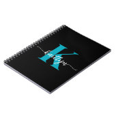 Schwarzes Teal-Monogramm Notizblock (Linke Seite)