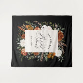 Schwarzes Terracotta floral rustikales Brautparty Wandteppich (Vorderseite (Horizontal))