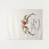 Schwarzes Terracotta floral rustikales Brautparty Wandteppich (Vorderseite (Horizontal))