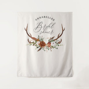 Schwarzes Terracotta floral rustikales Brautparty Wandteppich