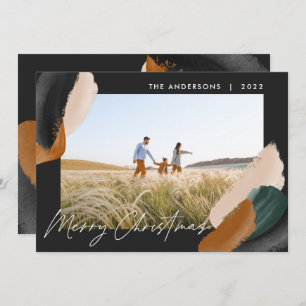 Schwarzes Terrakotta Modernes minimales Aquarellfa Feiertagskarte