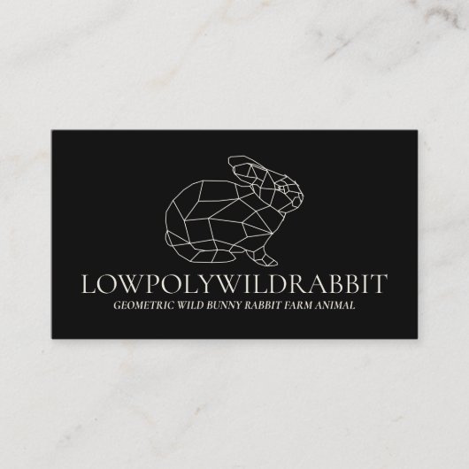 Schwarzes Tier Lowpoly Hunnenkaninchen Visitenkarte (Vorderseite)